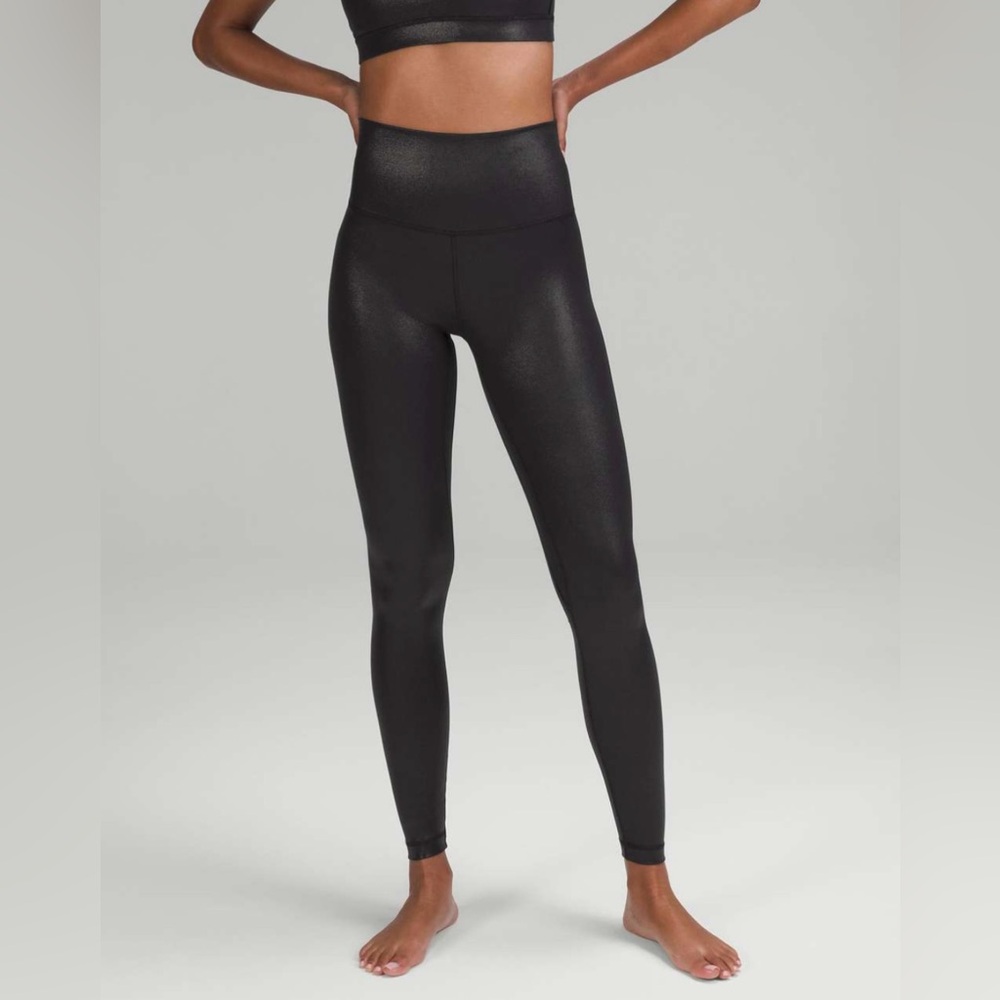 Lululemon Align High-Rise Pant 28" *Shine Radiate Foil Print Black 8 Yoga Gym